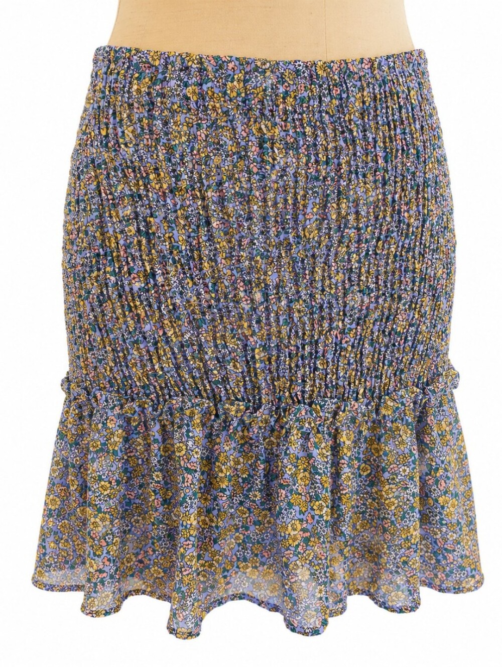 Good Luck Gem Floral Smocked Ruffle Mini Skirt Size M